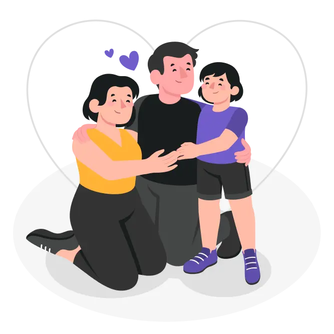 family hug cartoon
